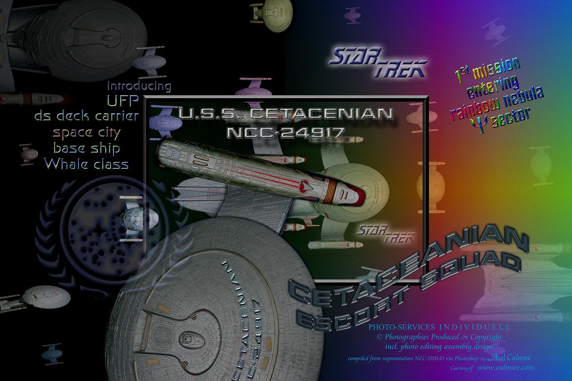 CETACEANIAN with her escort squad entering rainbow nebula ...