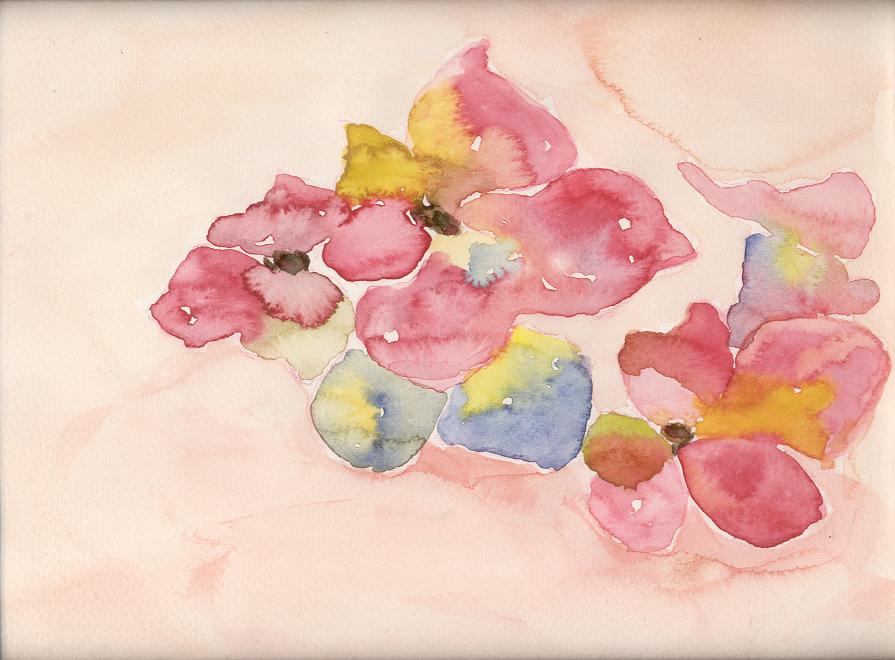 Aquarell-Bl�ten in Rot / Aquarelle blooms in red / Fleurs aquarelle en rouge     von / by / de   M.H.K.