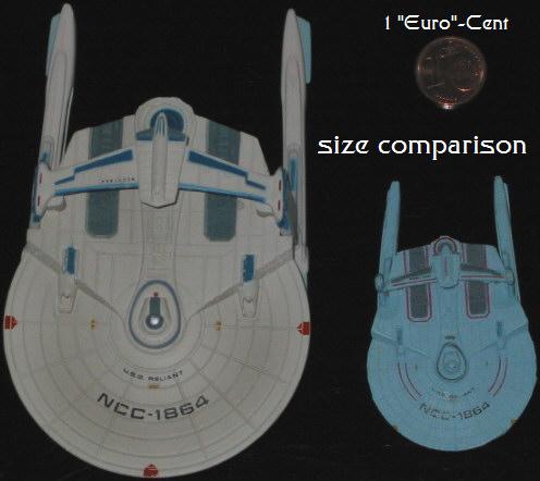 size comparison of "Furuta" and "Micro Machines" model   U.S.S. RELIANT NCC-1864     -     compared with a 1-"Euro"-Cent coin