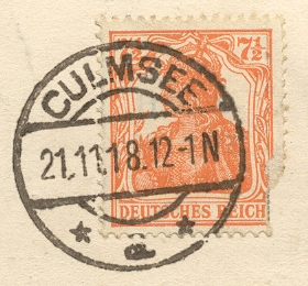 Ausschnitt: in Culmsee gestempelt: original gelaufene Postkarte: 21.11.1918