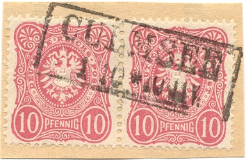 Deutsche Reichs-Post: 2 Briefmarken in Culmsee gestempelt