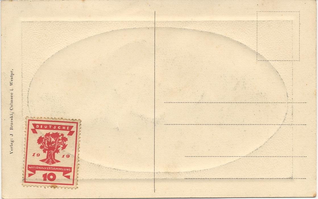Culmsee: Wasserturm-Postkarte mit Briefmarke von 1919