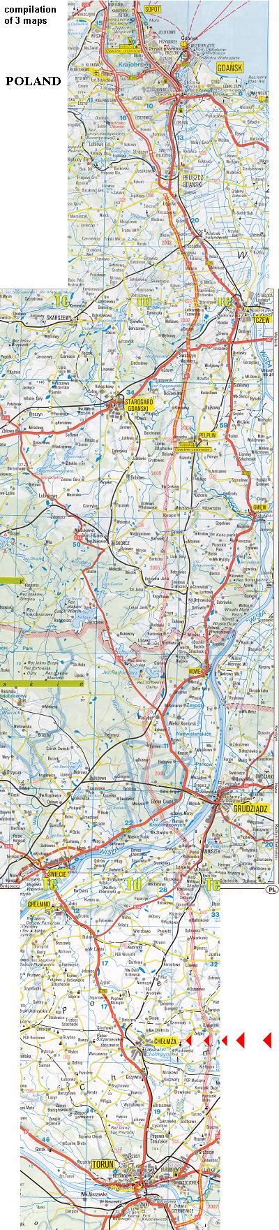 route from Gdansk to Chelmza