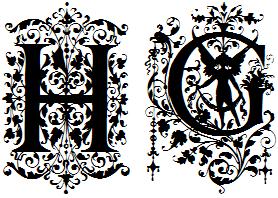 H G   (Initialen)     /     in Schrift-Typ IN SILHOUETTE