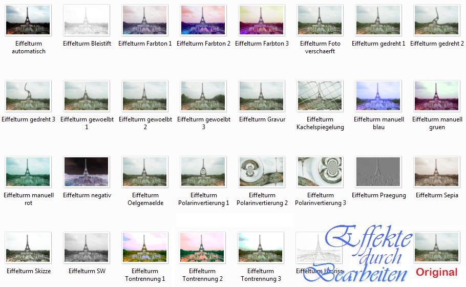 Eiffelturm  -   bearbeitene Fotos als Vorschau auf diePowerPoint zum Herunterladen